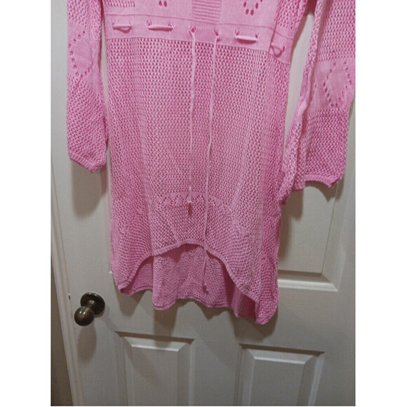 V-Neck Knitted Cover Up In Pink - Picture 7 of 10